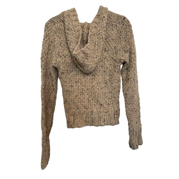 Abercrombie & Fitch Cable Knit Sweater Women’s L Beige Hoodie Wool Blend - Picture 2 of 5